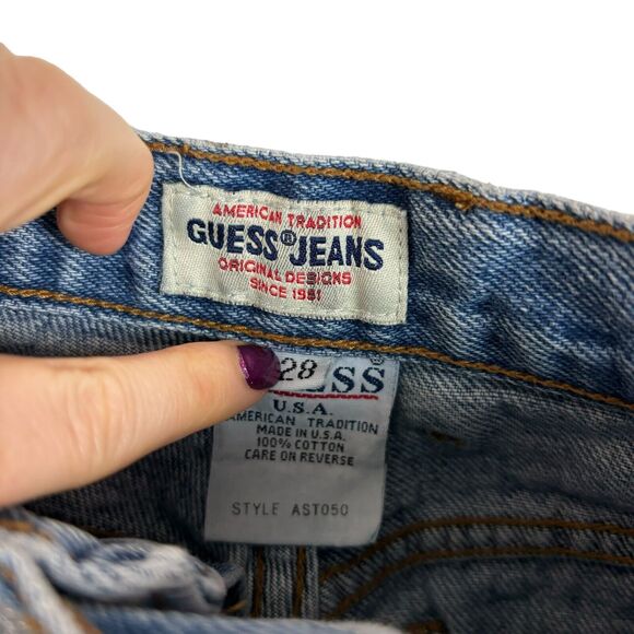 Vintage 90's Guess Jean U.S.A. Cotton Mom Cut Off Shorts High-Rise Size 28 - Picture 3 of 3